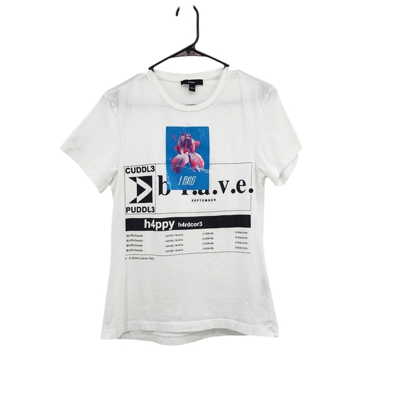 Diesel Women's100% Cotton Round Neck Short Sleeve Graphic Print Tee - Picture 2 of 8